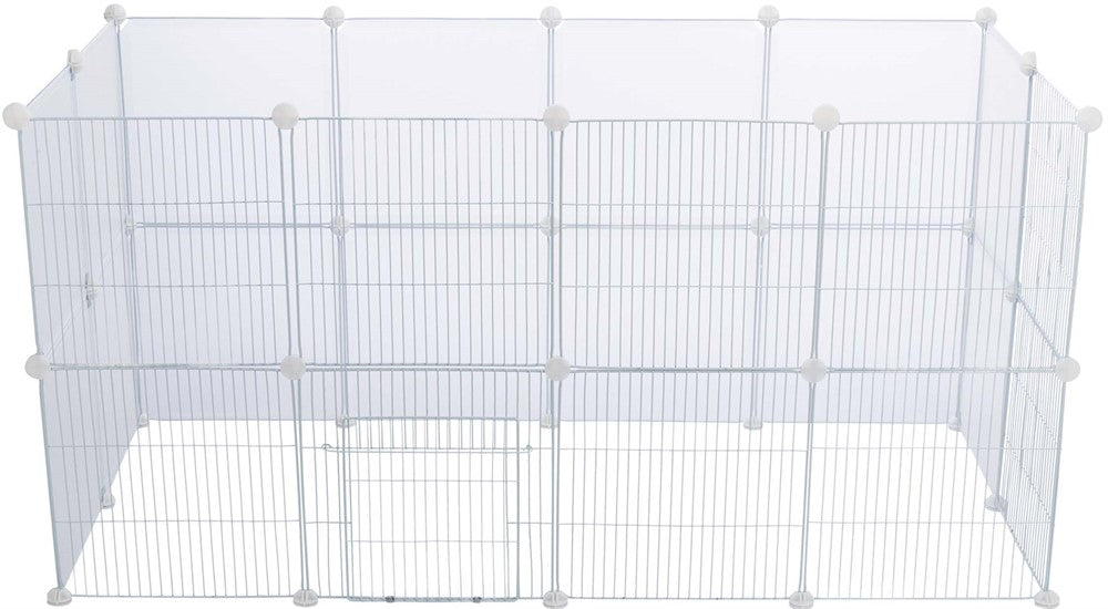 Innehage, påbyggningsbar, metall/plast, 140 × h35 × 70 cm, vit