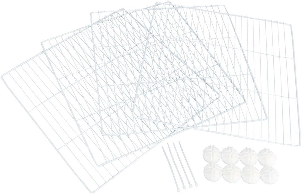 4 sektioner för innehage, metall, 35 × 35 cm, vit