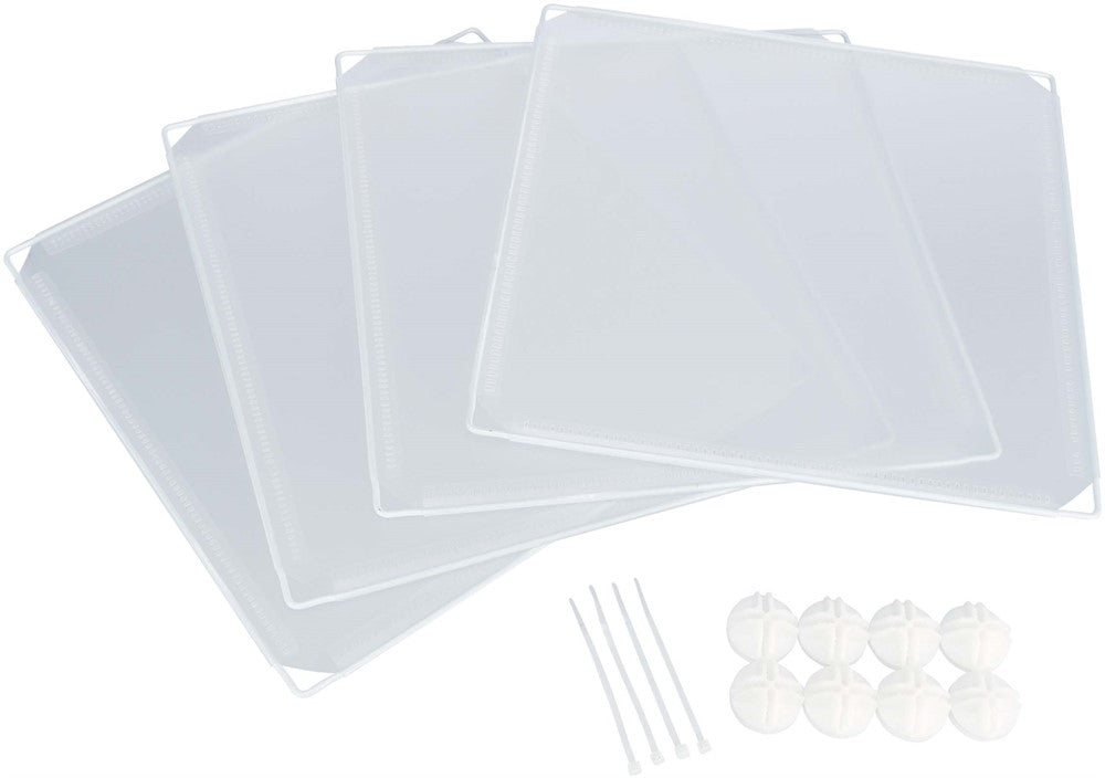 4 sektioner för innehage, plast, 35 × 35 cm, vit
