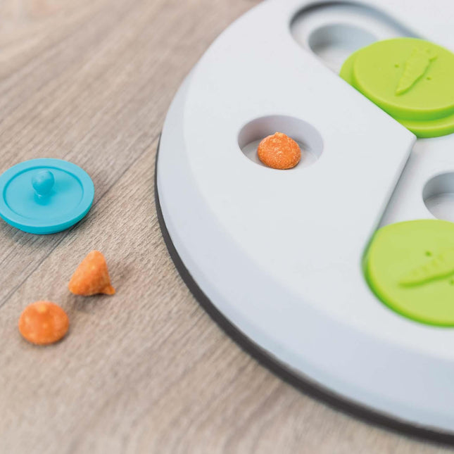 Trixie Aktivitetsspel Slide & Fun Board, plast – Ø 23 cm – öppningsbar godisgömma