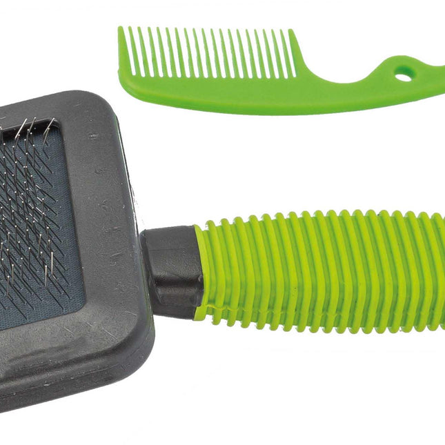 Trixie Karda med kam smådjur Style – 13,5 × 7 cm – karda och kam från sidan