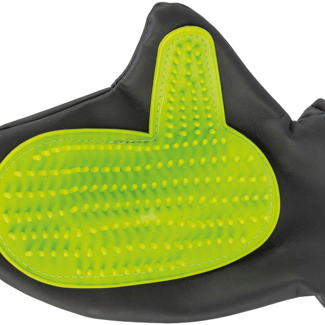 Trixie Pälsvårdshandske smådjur – 11 × 21 cm, grön – handskens noppor