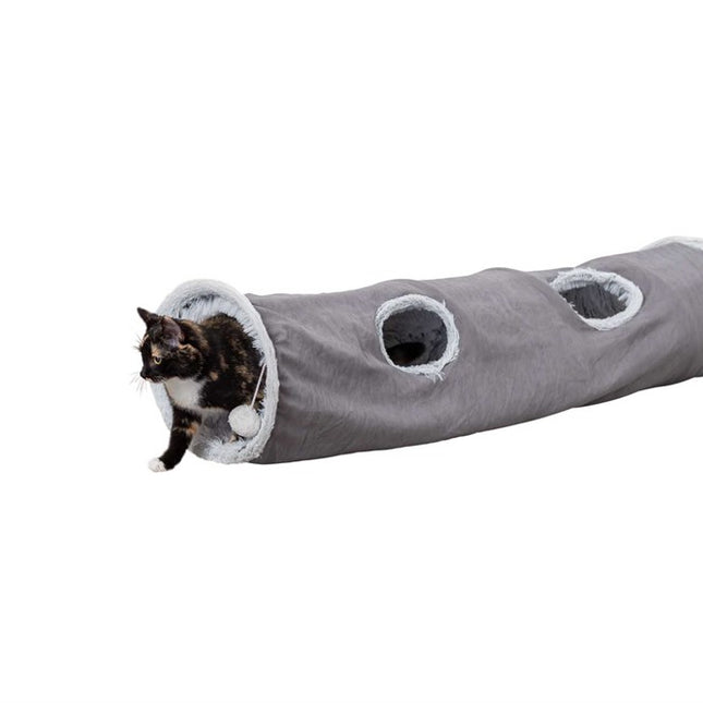 Trixie Harvey kattunnel i plysch – 116 cm, Ø 27 cm, Grå
