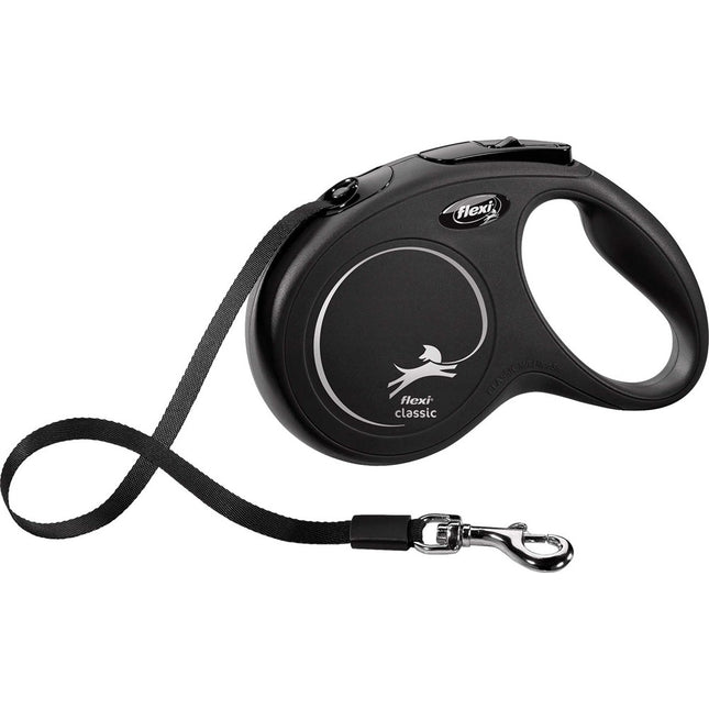 flexi New CLASSIC rullkoppel – band – M, 5 m, svart