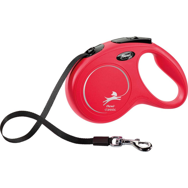 flexi New CLASSIC rullkoppel – band – M, 5 m, röd