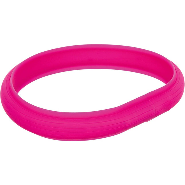 Trixie Flash Light LED-band med USB – L-XL, 70 cm, 30 mm, rosa