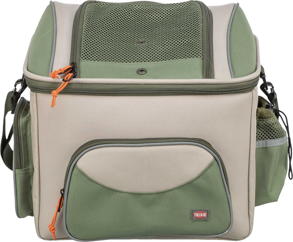Cykelkorg front, polyester, 48 × 40 × 34 cm, olivgrön/beige