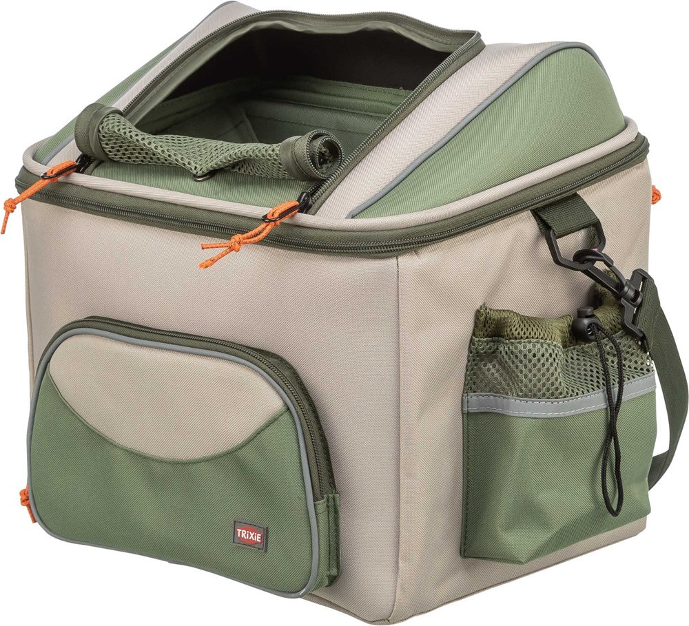 Cykelkorg front, polyester, 48 × 40 × 34 cm, olivgrön/beige