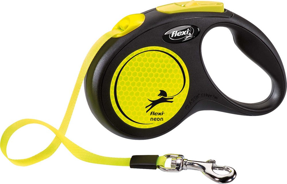 flexi New NEON, band, S: 5 m, svart/neongul
