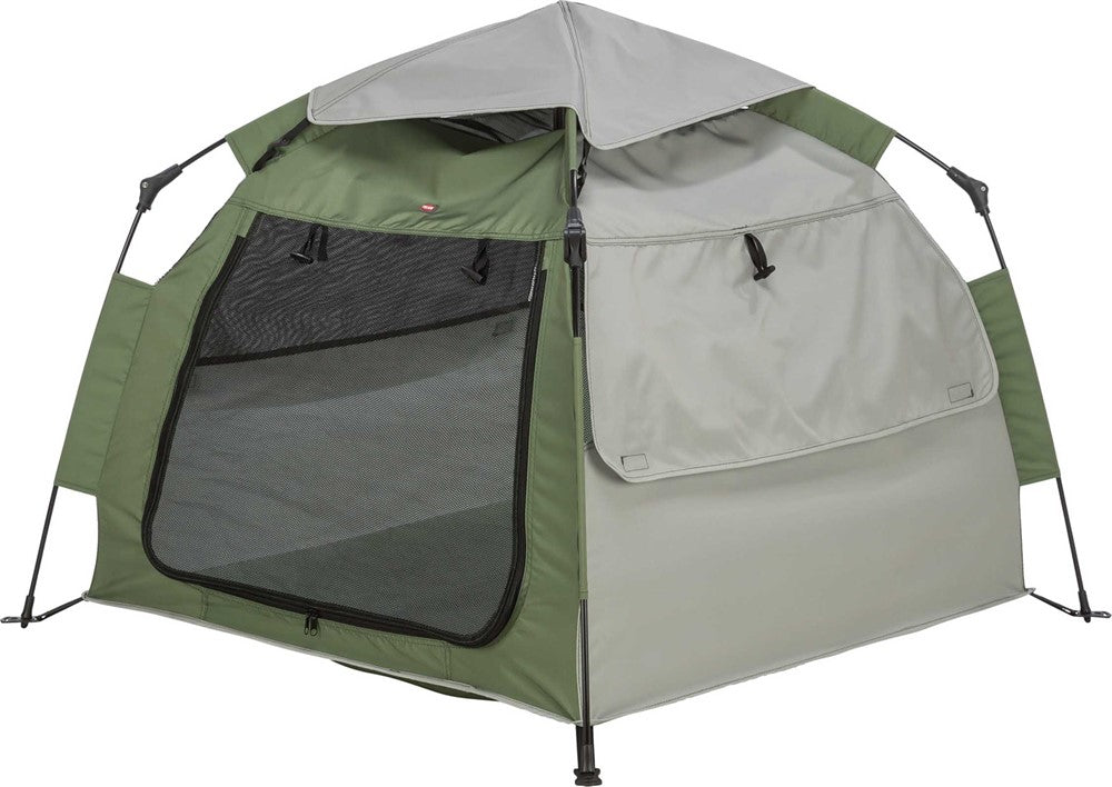 Pop-up hundtält, 100 × 80 × 100 cm, olivgrön/beige