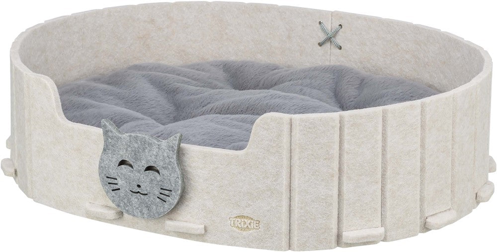 Bädd Emelie, filt, oval, 50 × 42 cm, sand/grå