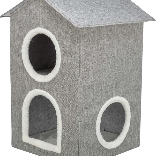 Trixie Igloo Kimy med två våningar – 47 × 67 × 47 cm, Ljusgrå