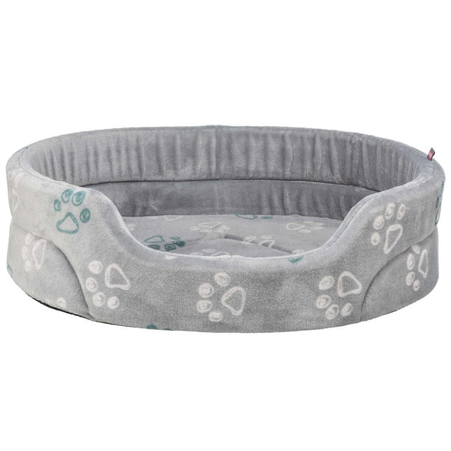 Trixie Jimmy Soft bädd, soft plysch, oval – 75 × 65 cm, ljusgrå
