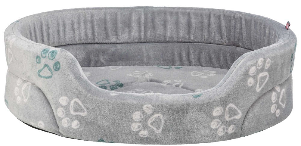 Jimmy Soft bädd, soft plysch, oval, 65 × 55 cm, ljusgrå