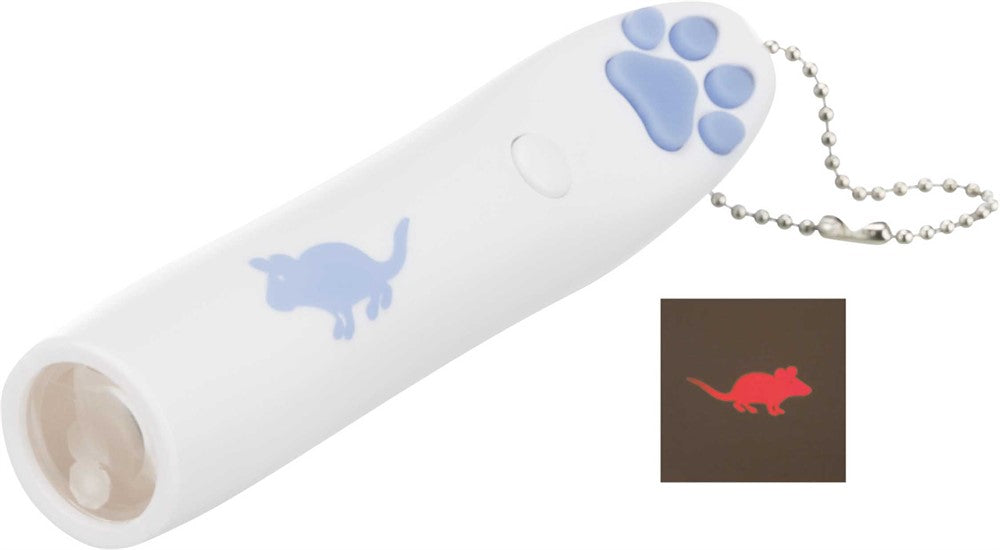 LED-pekare, Catch the Light, mus, 11 cm, plast, vit/blå