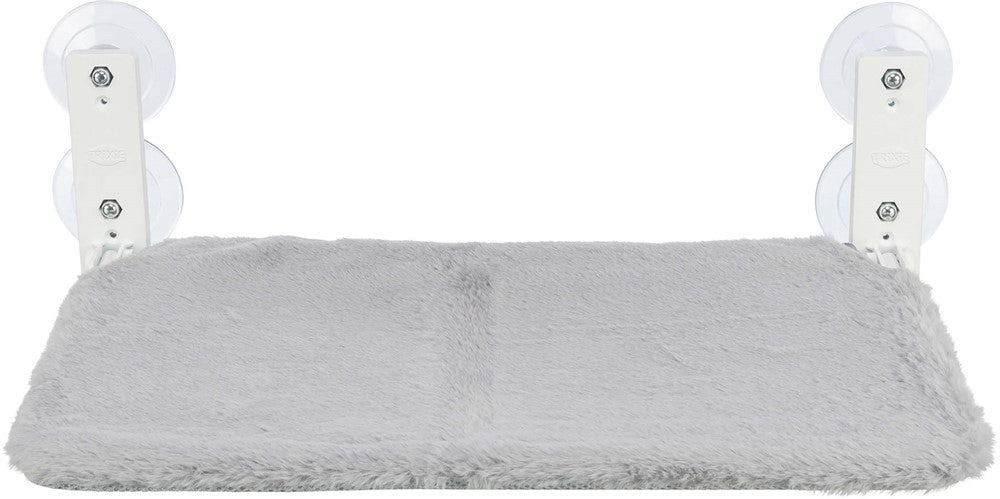 Fönsterhäng, plysch/mesh-tyg, hopfällbar, 58 × 34 cm, vit/grå
