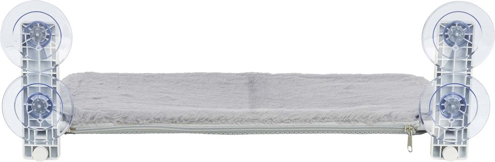Fönsterhäng, plysch/mesh-tyg, hopfällbar, 58 × 34 cm, vit/grå