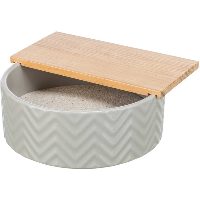 Trixie Sandbad med plattform i trä – ø 20 cm / 21 cm x 8 cm