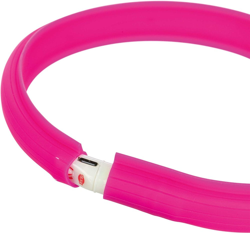 Flash light band USB, silikon, L-XL: 70 cm/30 mm, rosa