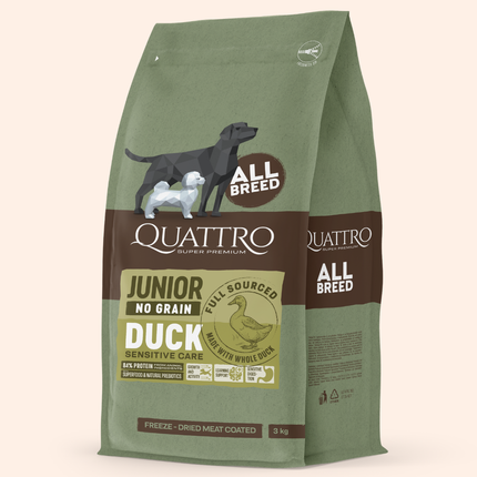 Quattro Super Premium No Grain All Breed Junior, Duck 3kg