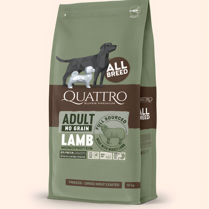 Quattro Super Premium No Grain All Breed Adult, Lamb 12kg MONOPROTEIN