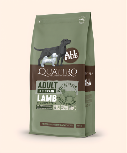 Quattro Super Premium No Grain All Breed Adult, Lamb 12kg MONOPROTEIN