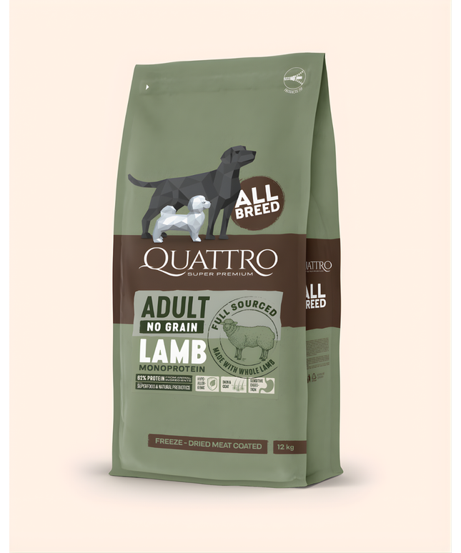Quattro Super Premium No Grain All Breed Adult, Lamb 12kg MONOPROTEIN