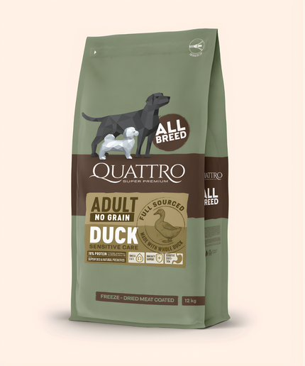 Quattro Super Premium No Grain All Breed Adult, Duck 12kg