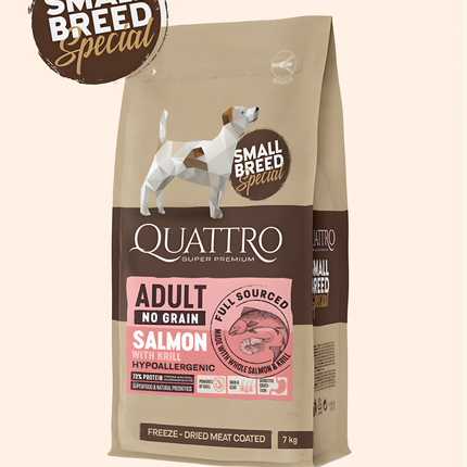 Quattro Super Premium No Grain Small Breed Adult, Salmon & Krill 7kg