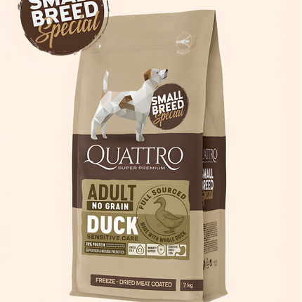 Quattro Super Premium No Grain Small Breed Adult, Duck 7kg