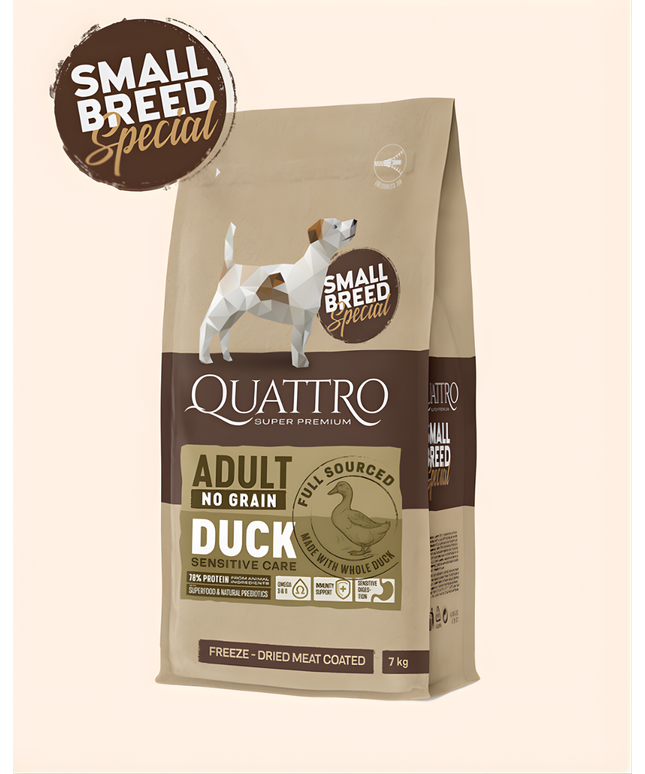 Quattro Super Premium No Grain Small Breed Adult, Duck 7kg