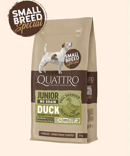 Quattro Super Premium No Grain Small Breed Junior, Duck 7kg