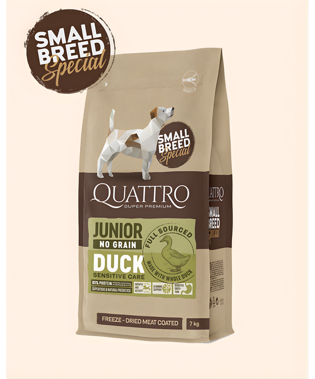 Quattro Super Premium No Grain Small Breed Junior, Duck 7kg