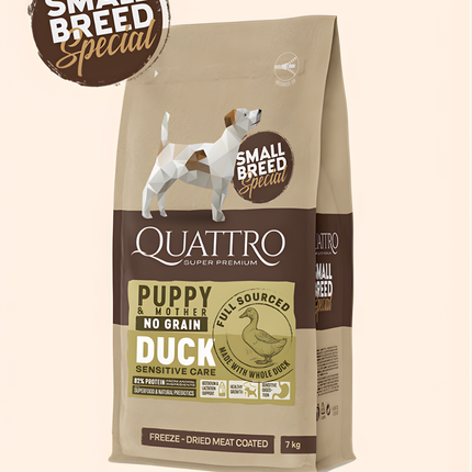 Quattro Super Premium No Grain Small Breed Puppy & Mother, Duck 7kg