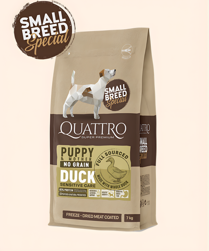 Quattro Super Premium No Grain Small Breed Puppy & Mother, Duck 7kg