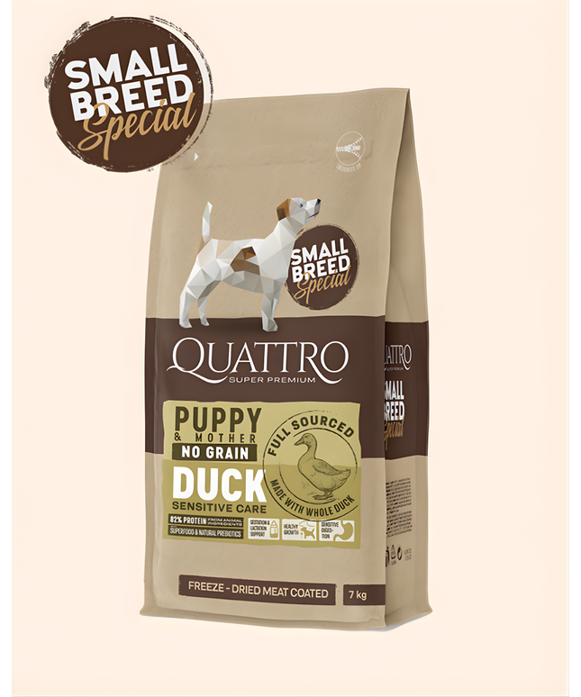 Quattro Super Premium No Grain Small Breed Puppy & Mother, Duck 7kg