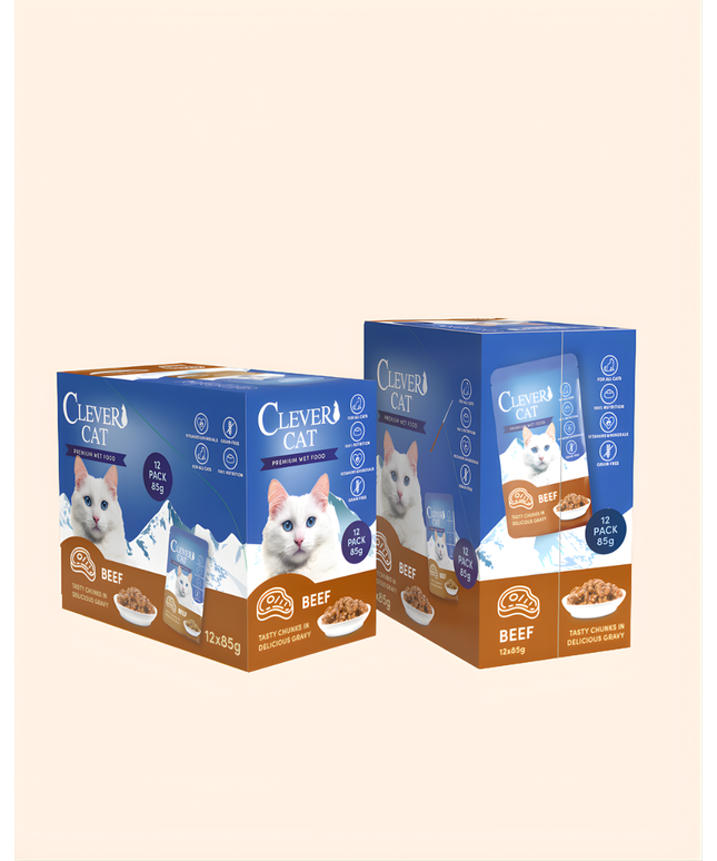 Clever Cat Pouches 12-pack Beef