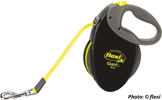 flexi NEON GIANT, L: 8 m band, svart/neon