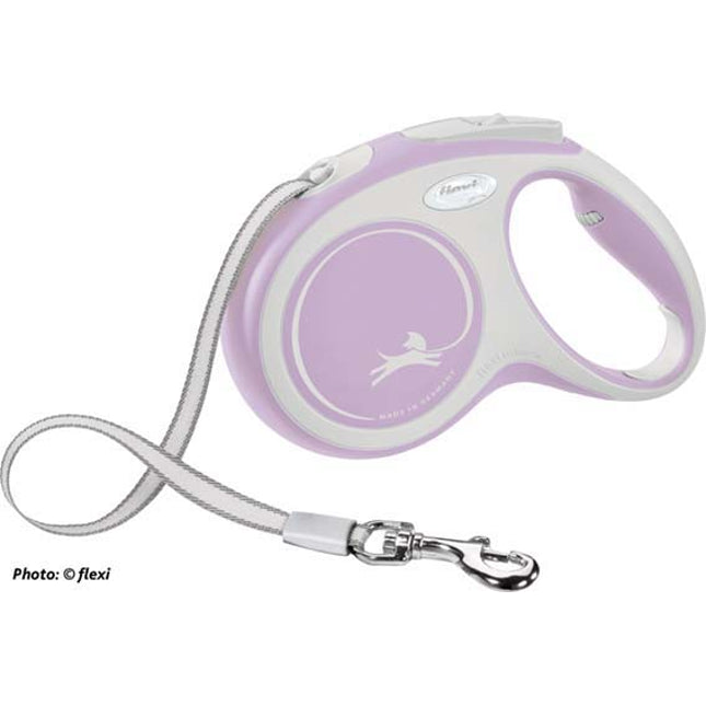 flexi New Comfort rullkoppel – band – M, 5 m, rosa