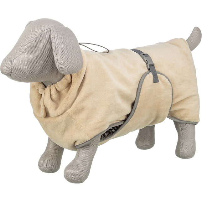 Trixie badrock i beige och grå mikrofiber, framifrån
