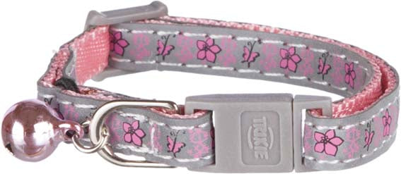 Junior halsband Blommotiv, reflex, snabblås, bjällra. Nylon. Bl. frg