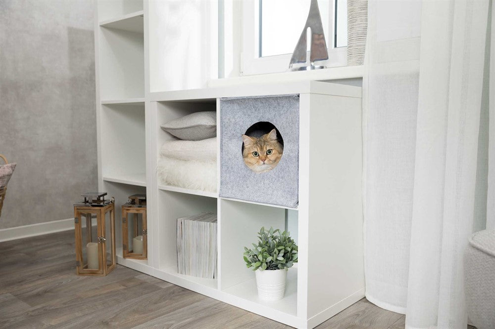 Koja Anton f IKEA hylla, filt, 33x33x37 cm, grå