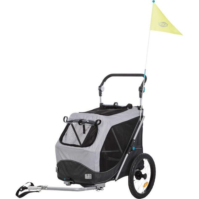 Trixie Quick-Fold cykelvagn för hund – M, 63 × 95 × 90/132 cm, grå