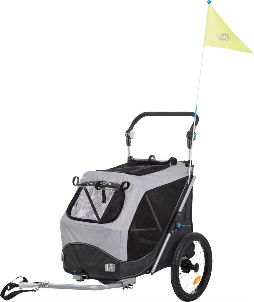 Cykelvagn, quick-fold,L: 74 × 95 × 103/143 cm, grå
