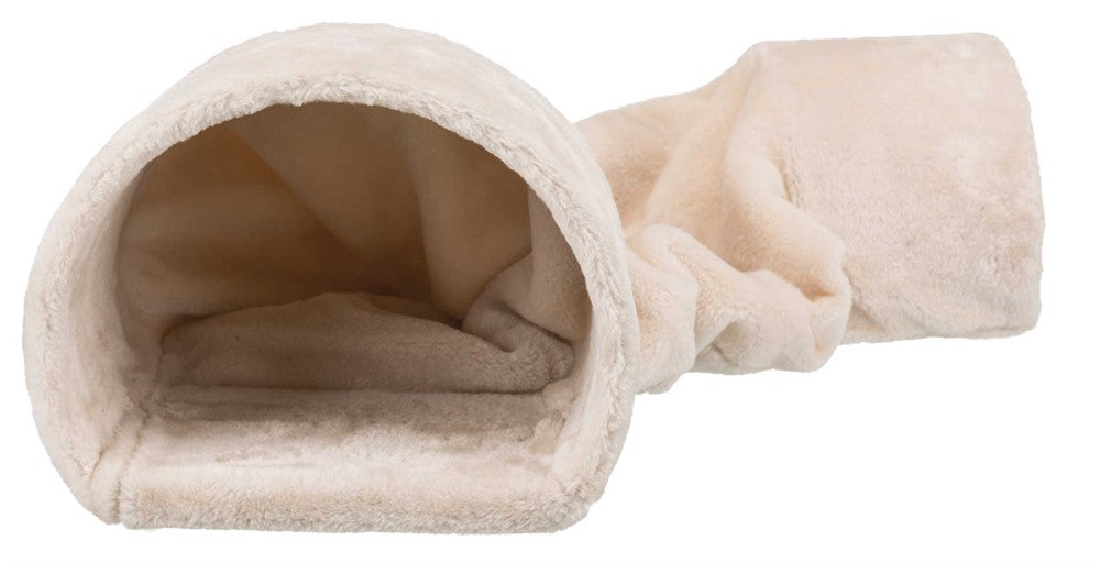 Gnagartunnel för kanin/marsvin, plysch, 27 × 21 × 80 cm, beige