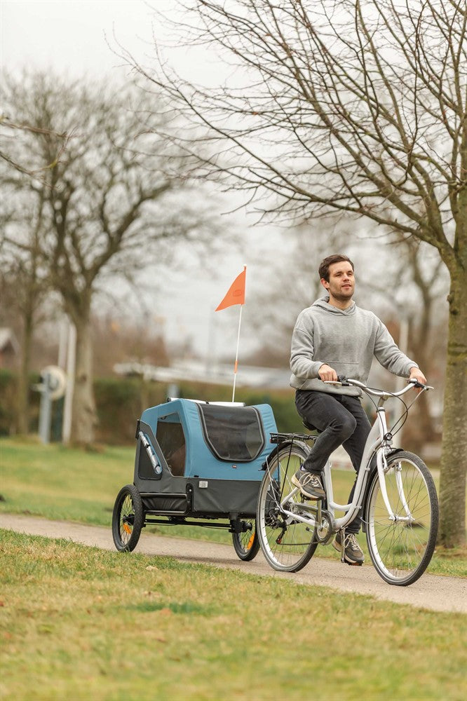 Cykelvagn, S: 70 × 88 × 88/131 cm, blå/grå
