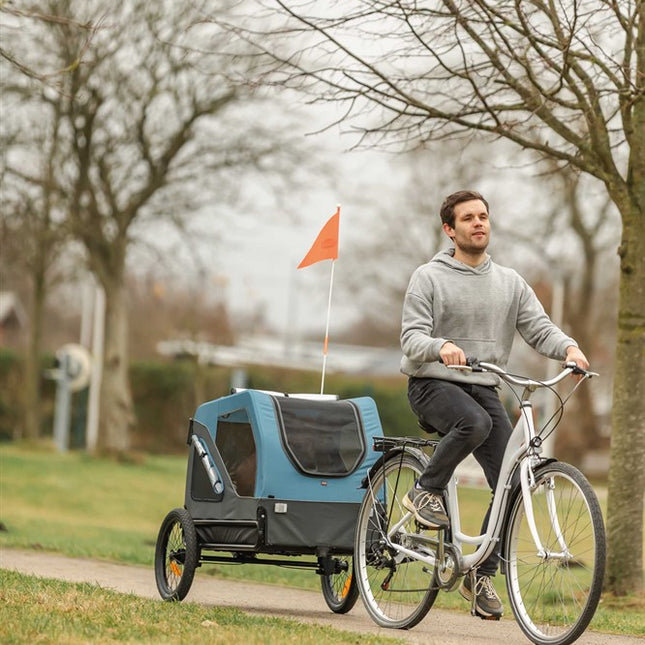 Trixie Cykelvagn – L, 81 × 112 × 112/155 cm, blå/grå