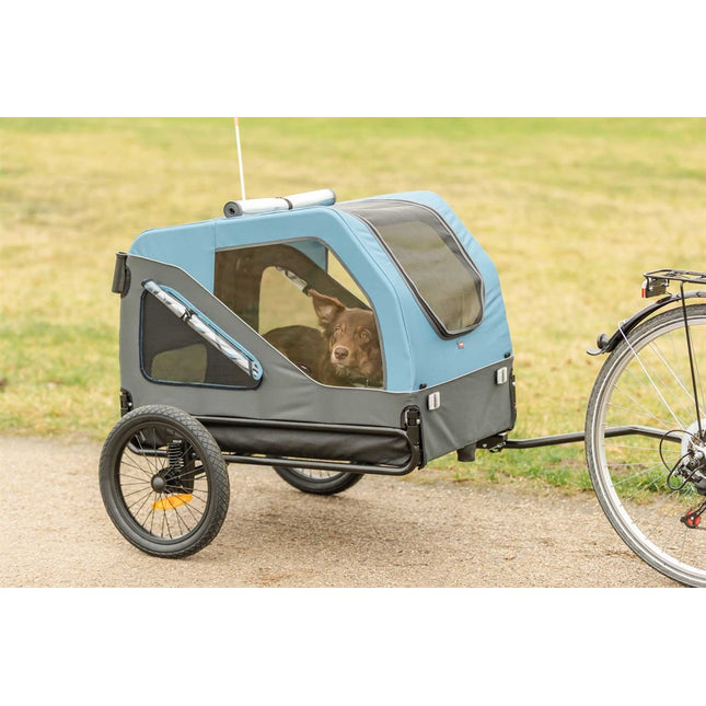 Trixie Cykelvagn – S, 70 × 88 × 88/131 cm, blå/grå