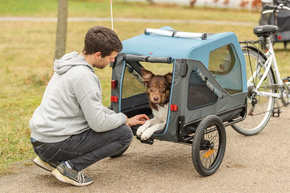 Cykelvagn, M: 81 × 102 × 102/145 cm, blå/grå