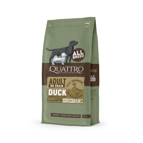 Quattro hundfoder Super Premium No Grain All Breed Adult, Duck – 3 kg